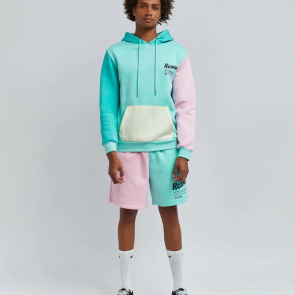 New Reason Brand Color Block Hoodie & Shorts 2 Piece Set Men's Size MEDIUM - Picture 4 of 10